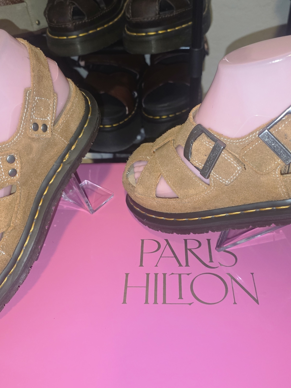 Vintage Dr. Martens Tan Suede Buckle Clog Sandals - Picture 5 of 10